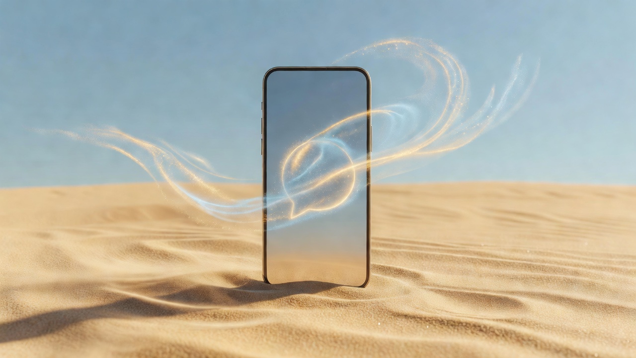 Contact illustration with wind and smartphone