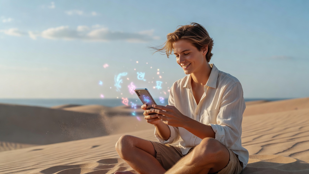 Summer mobile gaming on smartphone